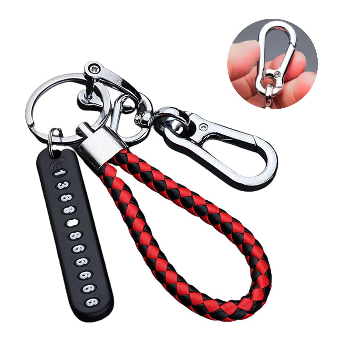 GUSTAVE Keychain Anti Lost Car Keychain with Phone Number Pendant Universal Car Keychain Strong Alloy Car Keychain with Woven Hand Strap GUSTAVE Keychain Anti Lost Car Keychain with Phone Number Pendant Universal Car Keychain Strong Alloy Car Keychain with Woven Hand Strap